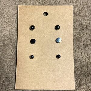 Sphere Jewel Flat Black Stud Earrings Bundle